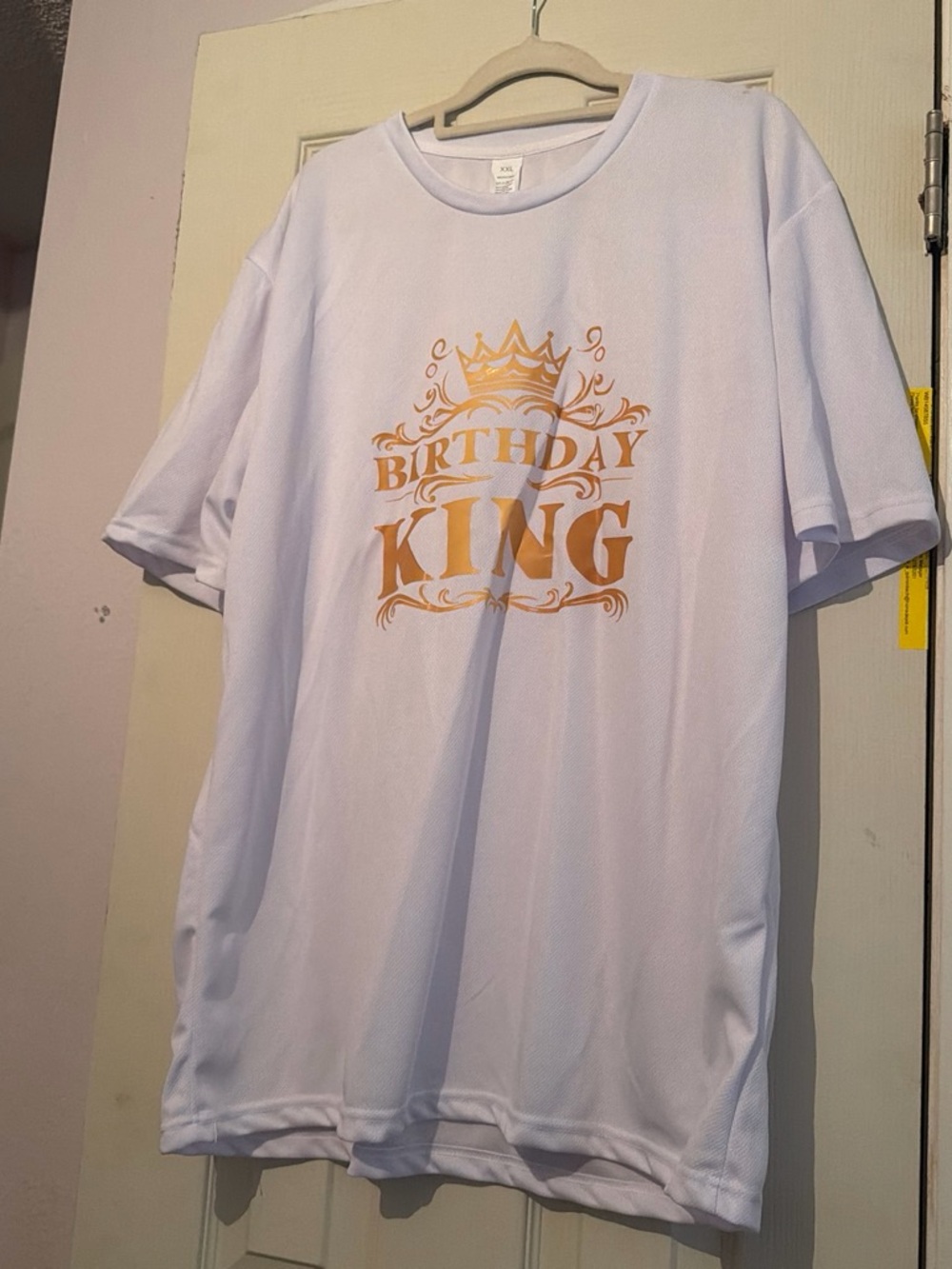 Birthday King Short Sleeve Tee - White with Gold Print